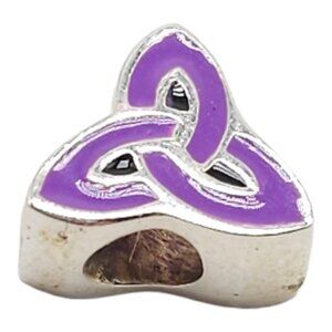 Solvar Sterling Silver Purple Enamel Trinity Knot Slide Charm Kids New Old Stock